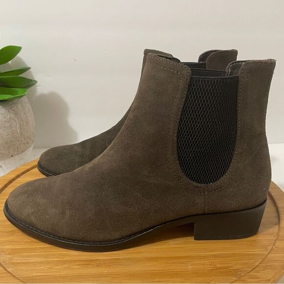 Karl Lagerfeld Mirla Suede Chelsea Boots‎ Brown Leather Bootie Size 6.5 - Picture 1 of 9